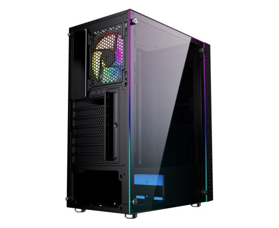 Gembird Fornax 2500 ARGB Gaming ATX computer case, Midi Tower, backlight,  Black