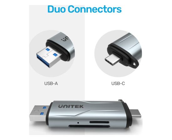 UNITEK CARD READER SD/MICROSD USB-A 5 GBPS/USB-C