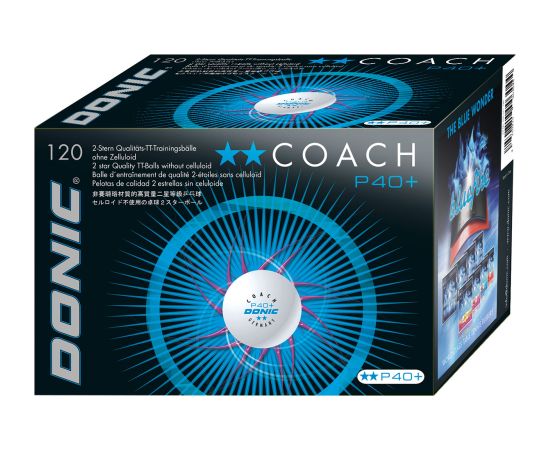 Table tennis ball DONIC P40+  Coach 2 star 120 pcs White