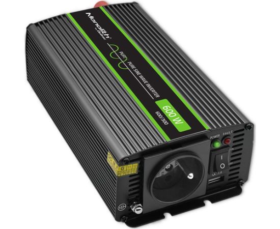 Qoltec 51925 Monolith voltage converter 1200 MS Wave |12V to 230V | 600/1200W | USB