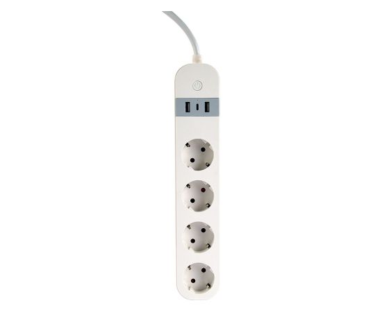 Gembird Smart power strip with USB charger, 4 French sockets, white