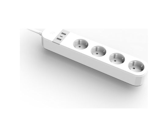Gembird Smart power strip with USB charger, 4 French sockets, white