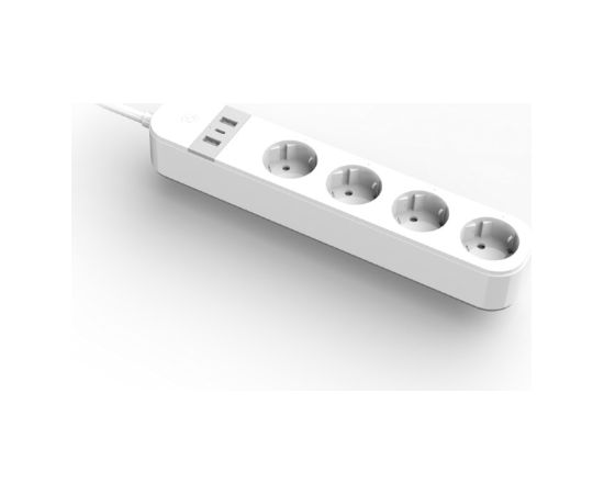 Gembird Smart power strip with USB charger, 4 French sockets, white