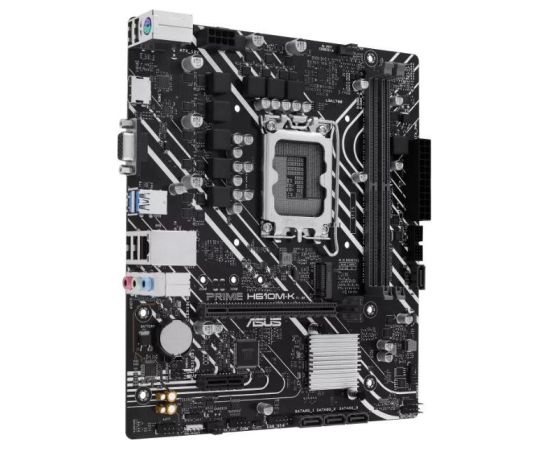 Mainboard ASUS Intel H610 LGA1700 Micro-ATX Memory DDR5 Memory slots 2 1xPCI-Express 3.0 1x 1xPCI-Express 4.0 16x 1xM.2 1x15pin D-sub 1xHDMI 4xUSB 2.0 2xUSB 3.2 1xPS/2 1xRJ45 3xAudio port PRIMEH610M-K