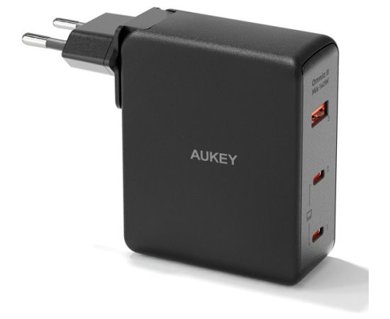 Wall charger AUKEY PA-B7O Omnia II GaN 2xUSB-C 1xUSB-A PD 3.1 PPS 140W EU/US/UK