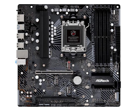 Mainboard ASROCK AMD B650 SAM5 Micro-ATX Memory DDR5 Memory slots 4 1xPCI-Express 3.0 16x 1xPCI-Express 4.0 16x 3xM.2 1xHDMI 1xDisplayPort 4xUSB 2.0 3xUSB 3.2 1xUSB-C 1xRJ45 3xAudio port B650MPGLIGHTNING