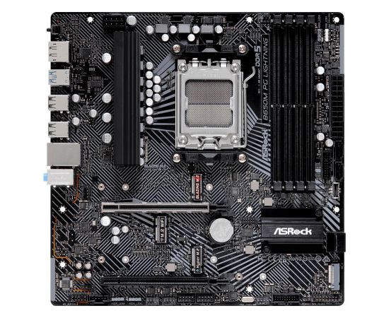 Mainboard ASROCK AMD B650 SAM5 Micro-ATX Memory DDR5 Memory slots 4 1xPCI-Express 3.0 16x 1xPCI-Express 4.0 16x 3xM.2 1xHDMI 1xDisplayPort 4xUSB 2.0 3xUSB 3.2 1xUSB-C 1xRJ45 3xAudio port B650MPGLIGHTNING