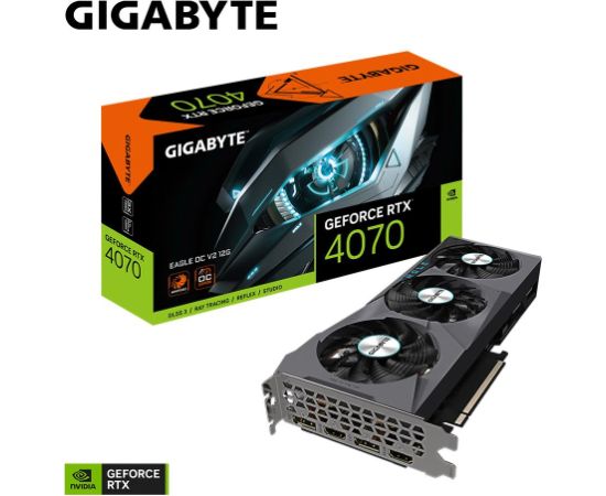 Graphics Card GIGABYTE NVIDIA GeForce RTX 4070 12 GB GDDR6X 192 bit PCIE 4.0 16x 2xHDMI 2xDisplayPort N4070EAGLEOCV2-12GD