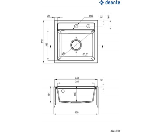 GRANITE 1-BOWL SINK DEANTE BLACK ZORBA