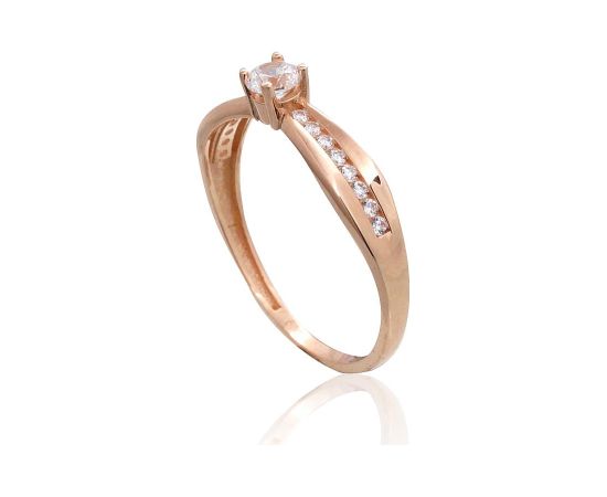 Золотое кольцо #1101094(Au-R)_CZ, Красное Золото 585°, Цирконы, Размер: 19, 1.8 гр.
