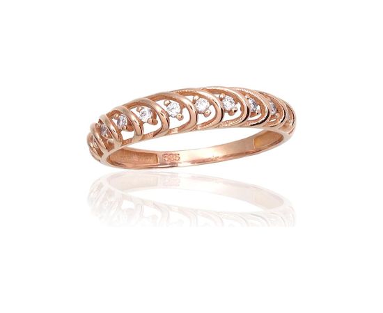 Золотое кольцо #1101002(Au-R)_CZ, Красное Золото 585°, Цирконы, Размер: 17, 1.48 гр.