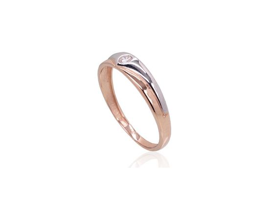 Золотое кольцо #1100909(Au-R+PRh-W)_CZ, Красное Золото 585°, родий (покрытие), Цирконы, Размер: 17.5, 1.2 гр.
