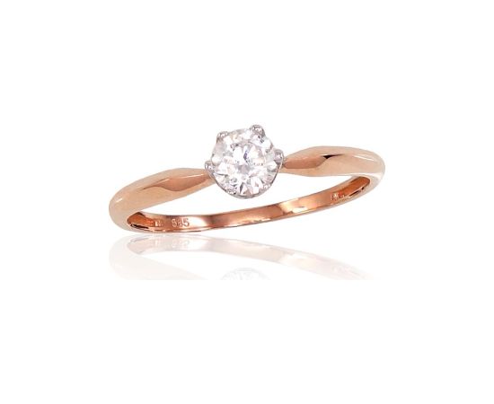 Золотое кольцо #1100856(Au-R+PRh-W)_CZ, Красное Золото 585°, родий (покрытие), Цирконы, Размер: 17, 1.03 гр.