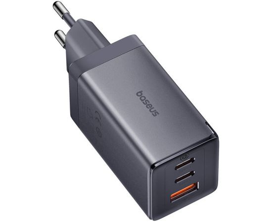 Wall charger Baseus GaN5 2x USB-C + USB, 65W + cable 1m (grey)