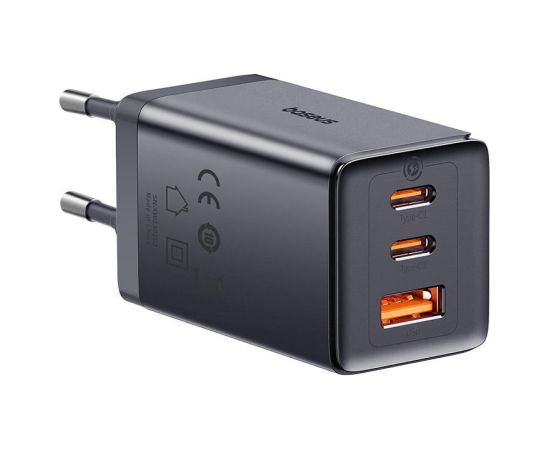 Wall charger Baseus GaN5 2x USB-C + USB, 65W + cable 1m (grey)