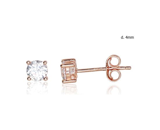 Zelta auskari-puseti #1201188(Au-R)_CZ, Sarkanais Zelts 585°, Cirkoni, 0.7 gr. Puseti klasiskie