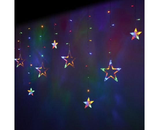 RoGer LED Apgaismoti Aizkari Zvaigzni 2,5m / 138LED Daudzkrāsains