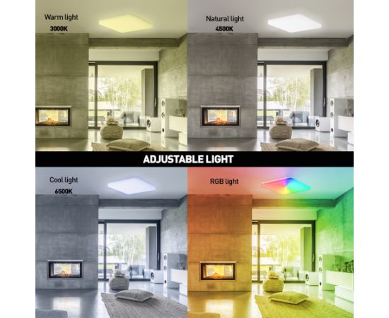 Tellur Smart WiFi Ceiling Light, RGB 24W, Square, White