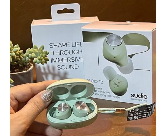 (Ir veikalā) Sudio T2 Wireless Bluetooth Earbuds Jade Austiņas