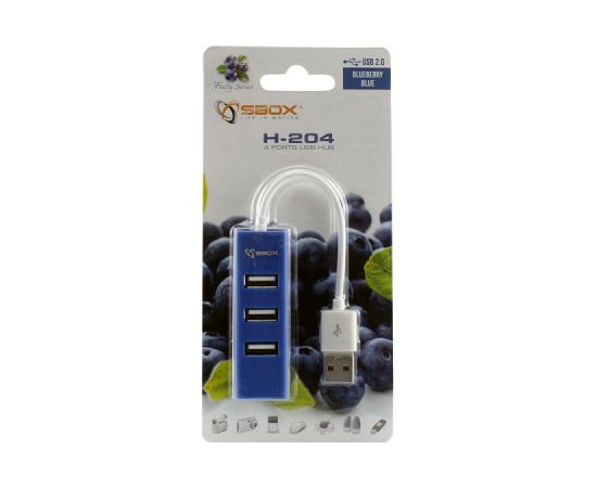 Sbox H-204 USB 4 Ports USB HUB blueberry blue