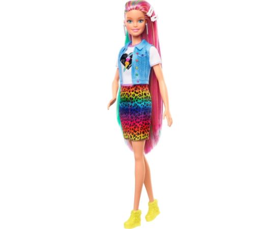 Mattel Lalka Barbie Barbie - Kolorowe włosy, panterka (GRN81)