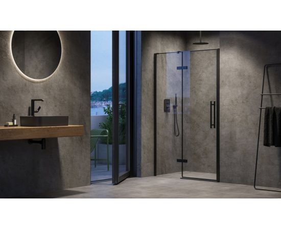 Ravak dušas durvis COOL COSD2 110 H=195 melns + caurspīdīgs stikls
