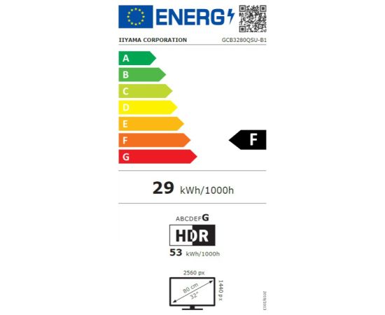 iiyama G-MASTER Red Eagle GCB3280QSU-B1  VA, curved 1500R, 165Hz & 0.2ms MPRT, FreeSync™ Premium, WQHD, HDMIx2, DISPLAY PORT, USBx2 / GCB3280QSU-B1