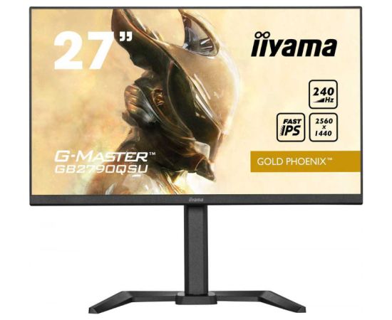 Iiyama 27" ETE Fast IPS Gaming, G-Master Gold Phoenix, FreeSync Premium, 2560x1440@240Hz, 400cd/m², 1000:1, HDMI, DisplayPort, 1ms (GtG), Speakers, USB-HUB (2x 3.0), HDR400, Black Tuner, 15cm Height Adj. Stand / GB2790QSU-B5