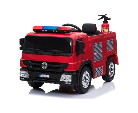 Lean Cars Firefighter Truck Electric Ride On Car - Red Bērnu elektriskie traktori un kravas auto 