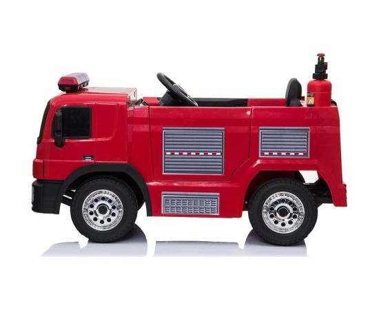 Lean Cars Firefighter Truck Electric Ride On Car - Red Bērnu elektriskie traktori un kravas auto 