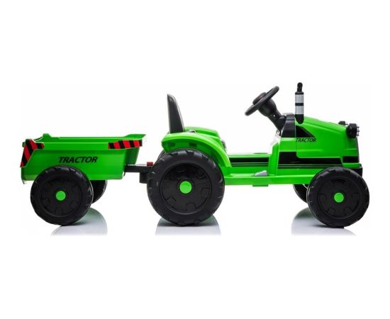 Vienvietīgs elektriskais traktors ar piekabi, zaļš