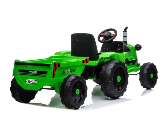 Vienvietīgs elektriskais traktors ar piekabi, zaļš