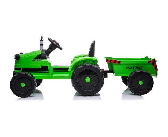 Vienvietīgs elektriskais traktors ar piekabi, zaļš