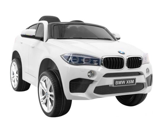 BMW X6M vienvietīgs elektromobilis, balts