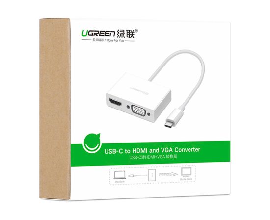Ugreen adapter video converter USB Type C - HDMI | VGA white (MM123)