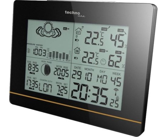 Technoline WS 6750 table clock Digital table clock Rectangular Black Meteoroloģiskās stacijas
