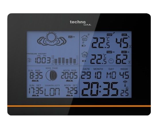 Technoline WS 6750 table clock Digital table clock Rectangular Black Meteoroloģiskās stacijas