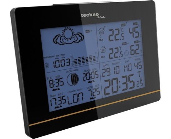 Technoline WS 6750 table clock Digital table clock Rectangular Black Meteoroloģiskās stacijas
