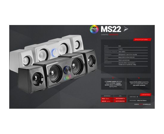 Mars Gaming MS22W Spēļu audio sistēma 2.2 / USB / 3.5mm