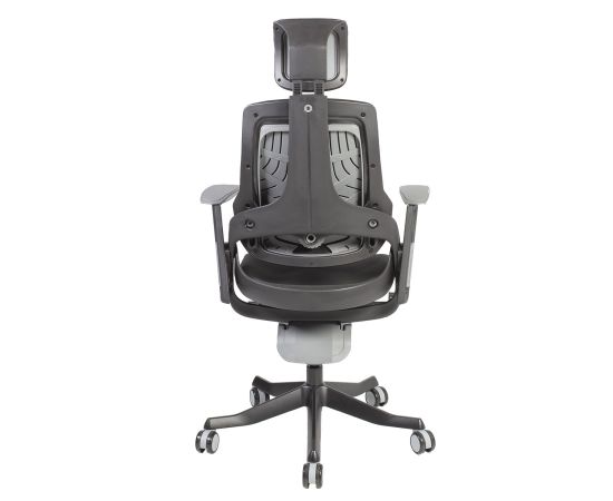 Darba krēsls WAU ar galvas balstu, 65xD49xH112-129cm, sēdvieta: audums, krāsa: melns
