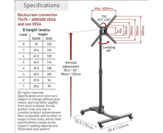 BARKAN SW310H 13"-65" TV, pakreipiamas