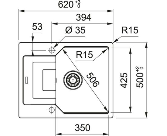 Franke Urban UBG 611-62 UBG 3 1/2" BSWT REV WRO GSC ON Virtuves izlietne