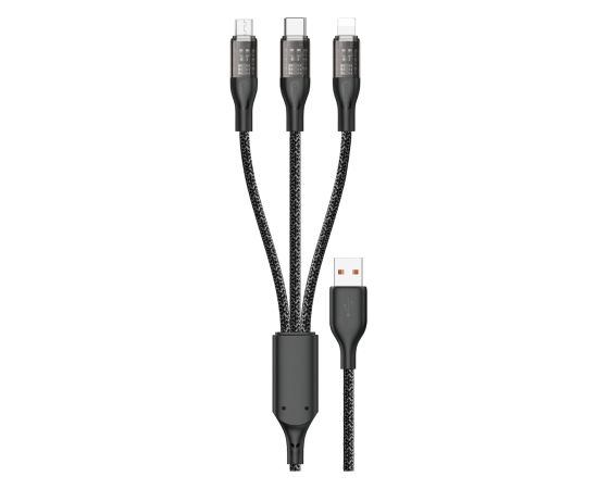 Fast charging cable 120W 1m 3in1 USB - USB-C | microUSB | Lightning Dudao L22X - silver