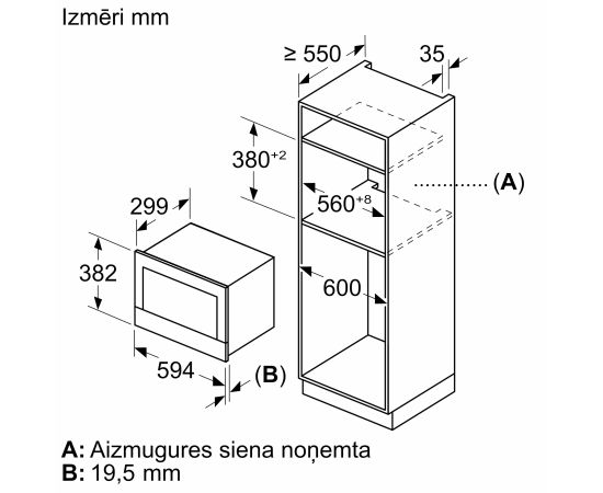 BOSCH BFL9221B1 Iebūvējama mikroviļņu krāsns, Melna