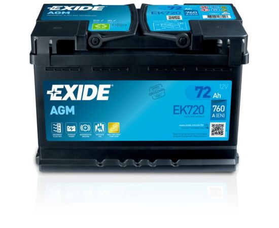 Akumulators EXIDE 72Ah/760A AGM (Labais+) 278x175x190 B13 (AGM)