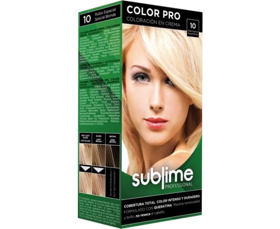 SUBLIME PROFESSIONAL HAIR COLOR CREAM COLOR PRO 10 SPECIAL BLONDE 50 ML - Matu krāsa ar keratīnu