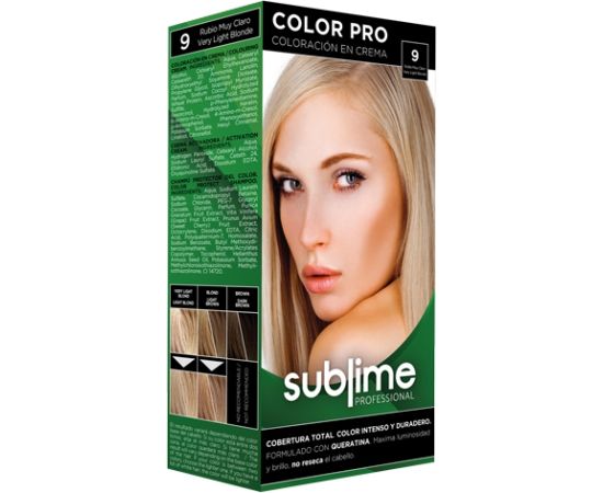 EC SUBLIME PROFESSIONAL HAIR COLOR CREAM COLOR PRO 9 VERY LIGHT BLONDE 50 ML - Matu krāsa ar keratīnu