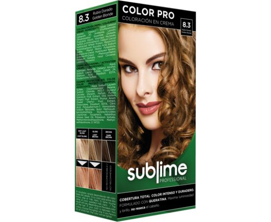 EC SUBLIME PROFESSIONAL HAIR COLOR CREAM COLOR PRO 8.3 GOLDEN BLONDE 50 ML - Краска для волос с кератином