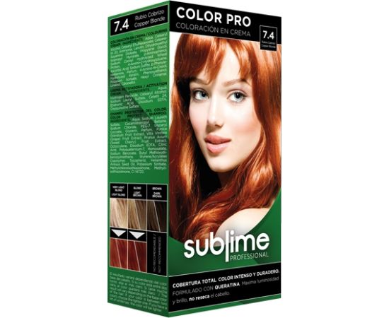 EC SUBLIME PROFESSIONAL HAIR COLOR CREAM COLOR PRO 7.4 COPPER BLONDE 50 ML - Краска для волос с кератином