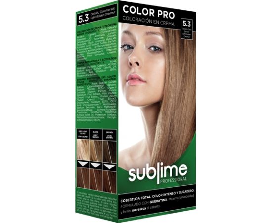 EC SUBLIME PROFESSIONAL HAIR COLOR CREAM COLOR PRO 5.3 LIGHT GOLDEN CHESTNUT 50 ML - Matu krāsa ar keratīnu